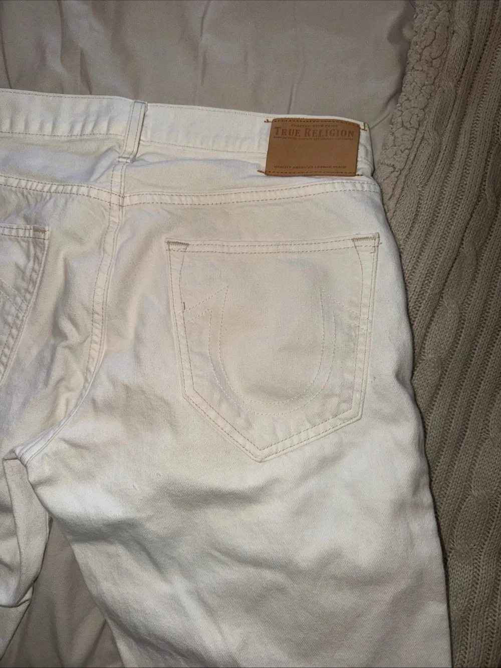 True Religion Men’s White Straight Jeans